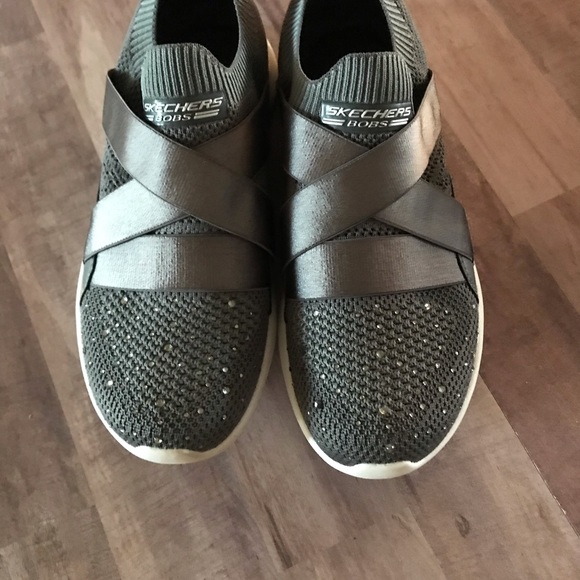 Bobs from Sketcher Slip on  Charcoal Gray Sneaker - Picture 3 of 8